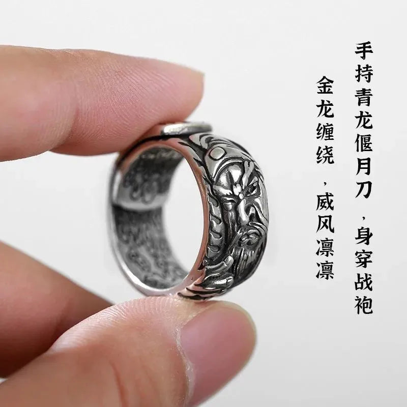Vintage Guan Yu Gothic Punk Adjustable Metal Ring Adjustable Metal Ring Qme