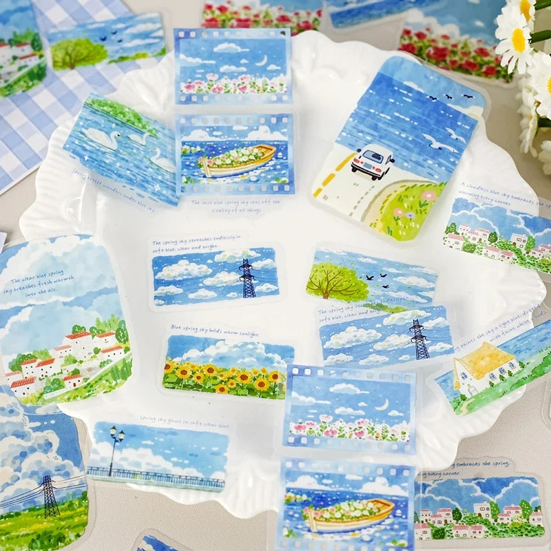 TIANZI 30 Sheets City Landscape PET Stickers – Junk Journal Decorative Sticker Pack Qme
