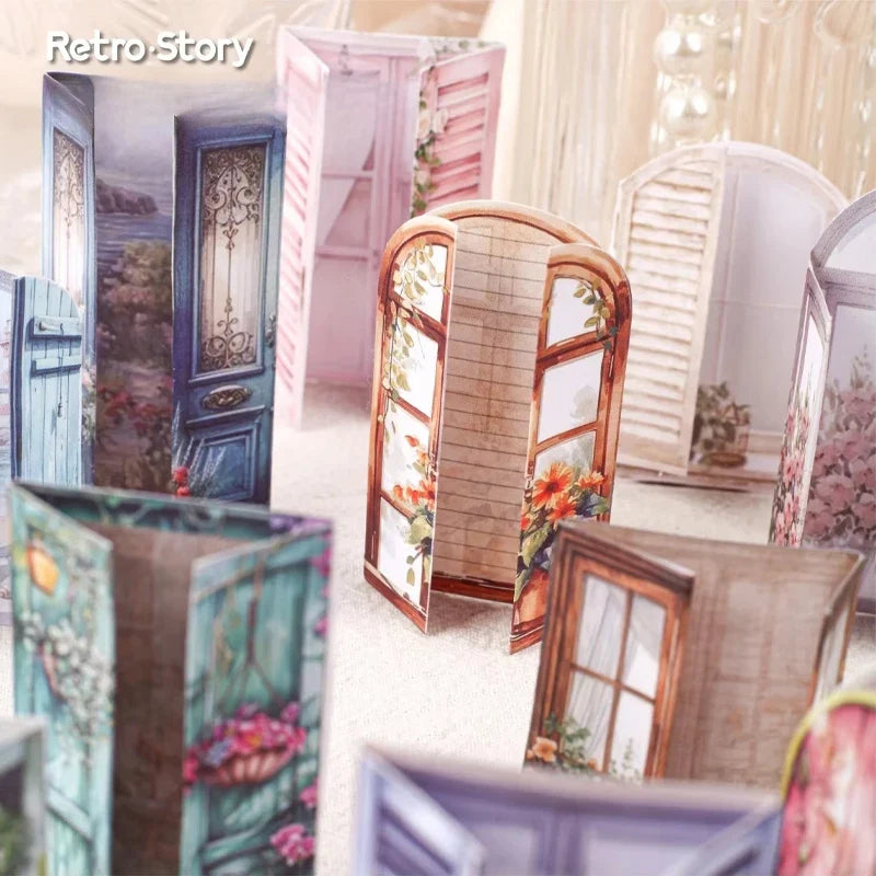 Vintage Window & Door Scrapbook Stickers – 10pcs Per Pack Decorative Craft Stickers Qme