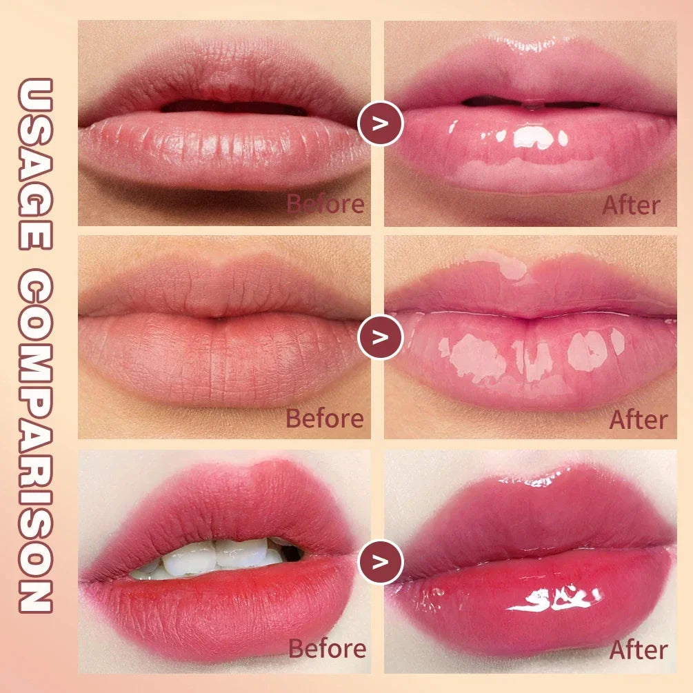 QIBEST Color Changing Lip Oil Plumper Moisturizing Jelly Balm Lip Oil Plumper Qme