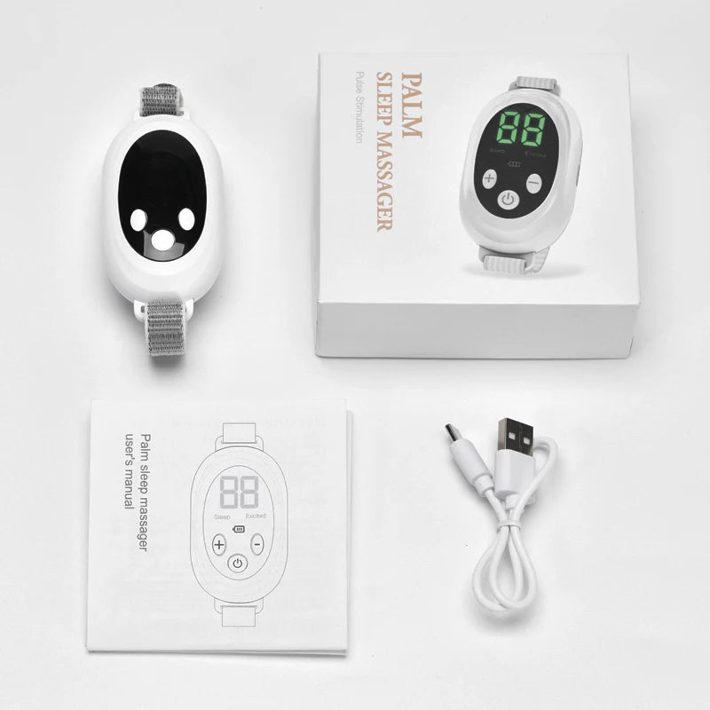 VIMYSHOW EMS Palm Massager – Microcurrent Sleep & Relaxation Handheld Sleep Massager Qst WHITE