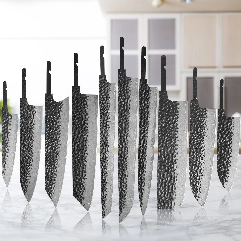 TURWHO Damascus VG10 Blank Knife Blades – DIY Chef Knife Set Blank Knife Blade Qst