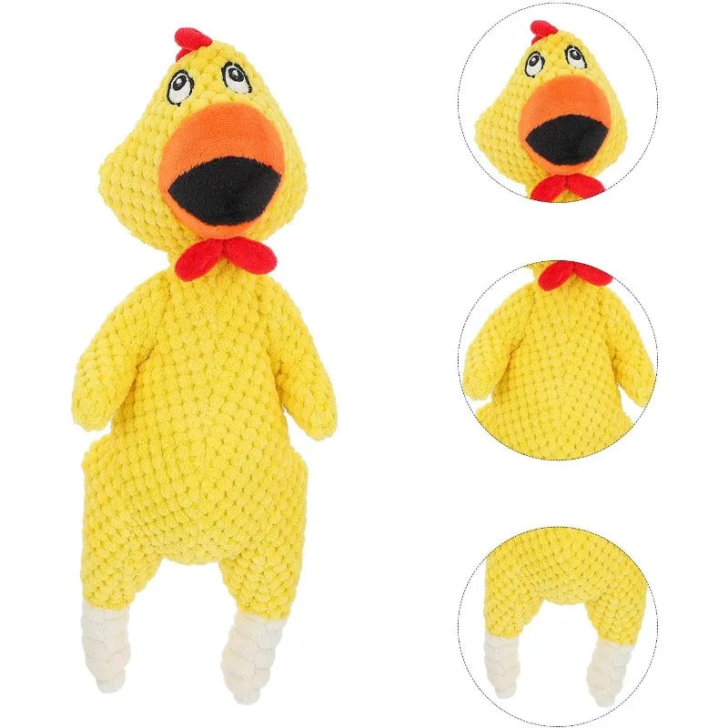 Squeaky Plush Chick Dog Toy – Interactive Puppy Chew Toy Squeaky Plush Dog Toy Qme