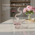 Pink Bow Glass Cup with Handle – Heat-Resistant Borosilicate Decorative Glass Cup Qme Default Title
