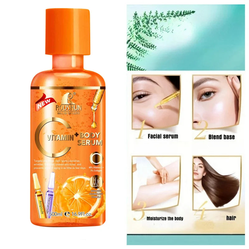 ROUSHUN 500ml Vitamin C Body Serum – Moisturizing Essence Body Serum Qst