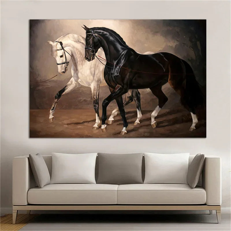 Modern Black & White Horse Canvas Wall Art – Unframed Print Canvas Wall Art Qst