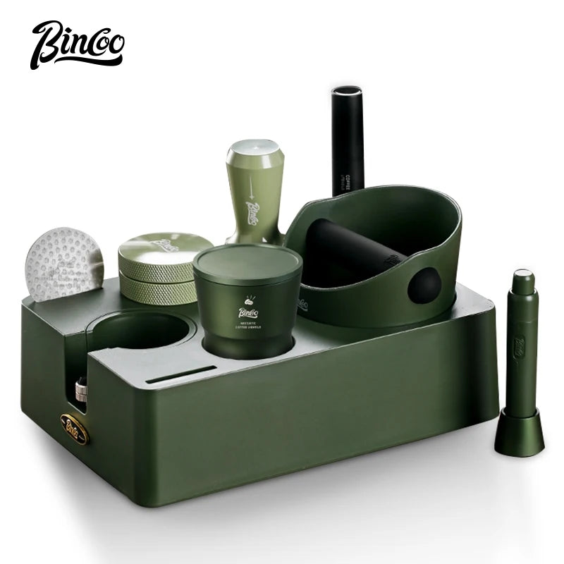 BINCOO 51/58mm Coffee Tamper Base Set & Knock Box Holder Coffee Tamper Set Qst