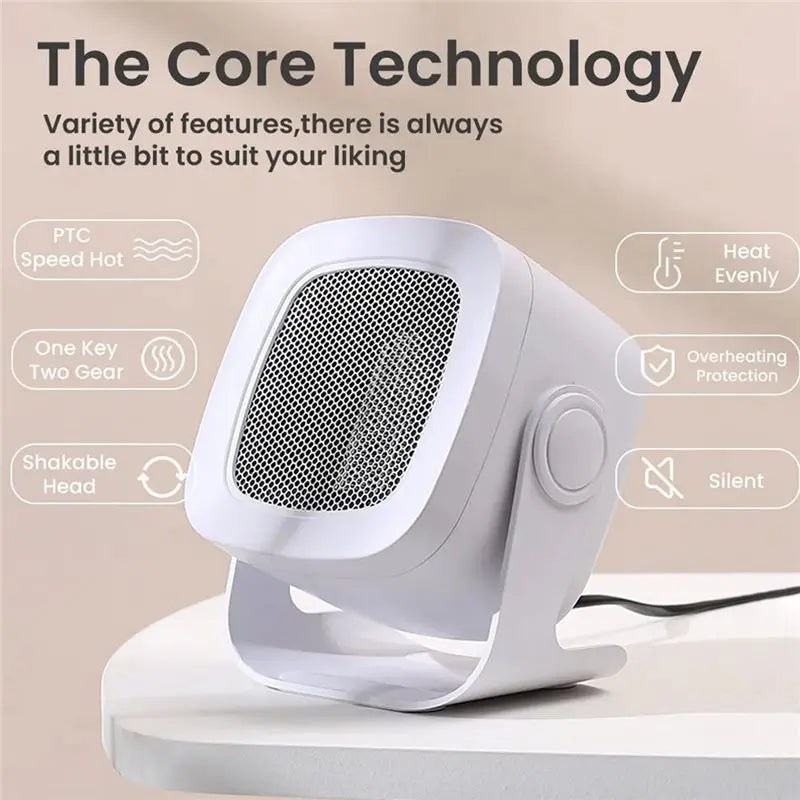 MiLESEEY B15C Mini PTC Desktop Heater – Portable Warm Air Fan Portable Space Heater Qst