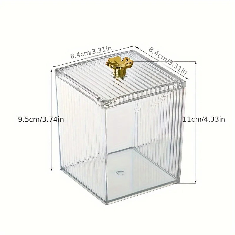 Clear Acrylic Cotton Swab Storage Jar with Lid | Canister Bathroom Storage Jar Qme