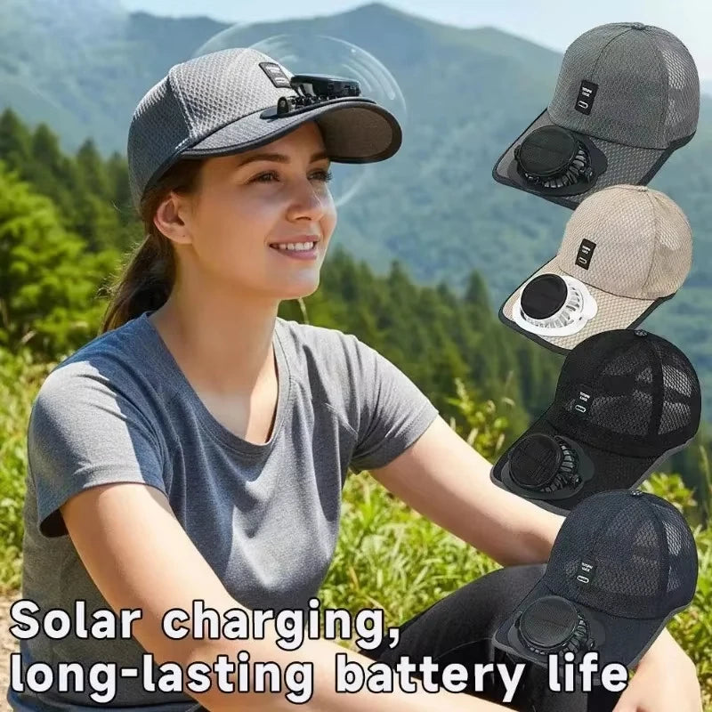 Solar Fan Baseball Cap – USB Charging Mesh Sunhat for Outdoors Solar Fan Cap Qst