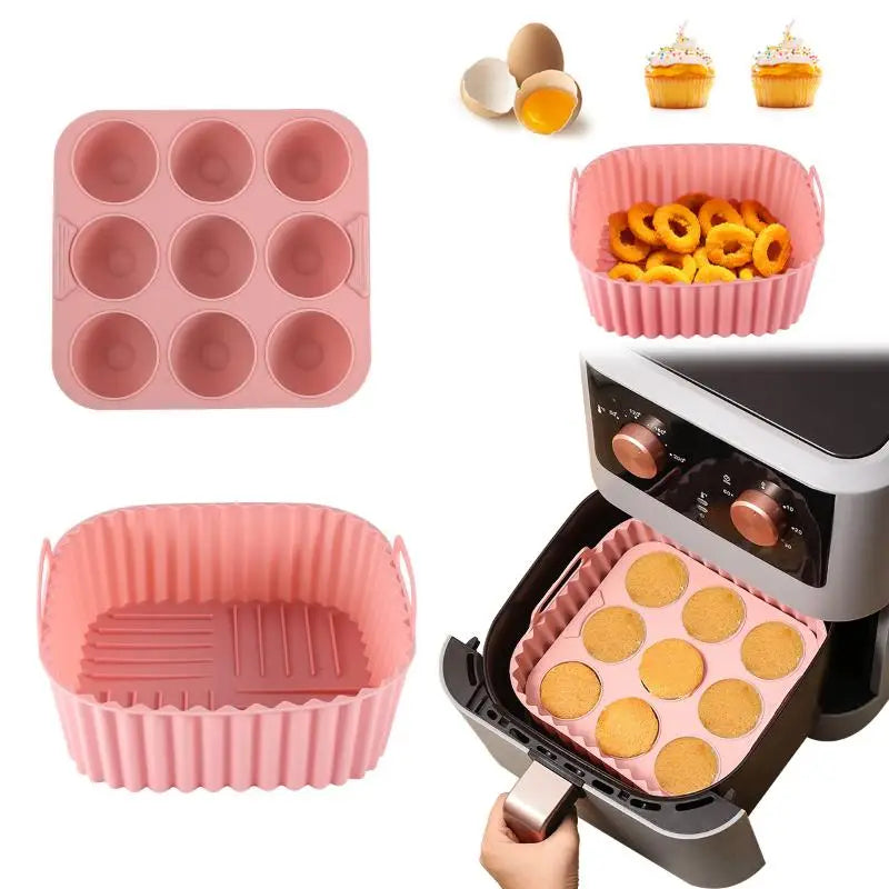 Silicone Non-Stick Cupcake Molds & Baking Trays – 2pc Set Silicone Baking Molds Qme Pink