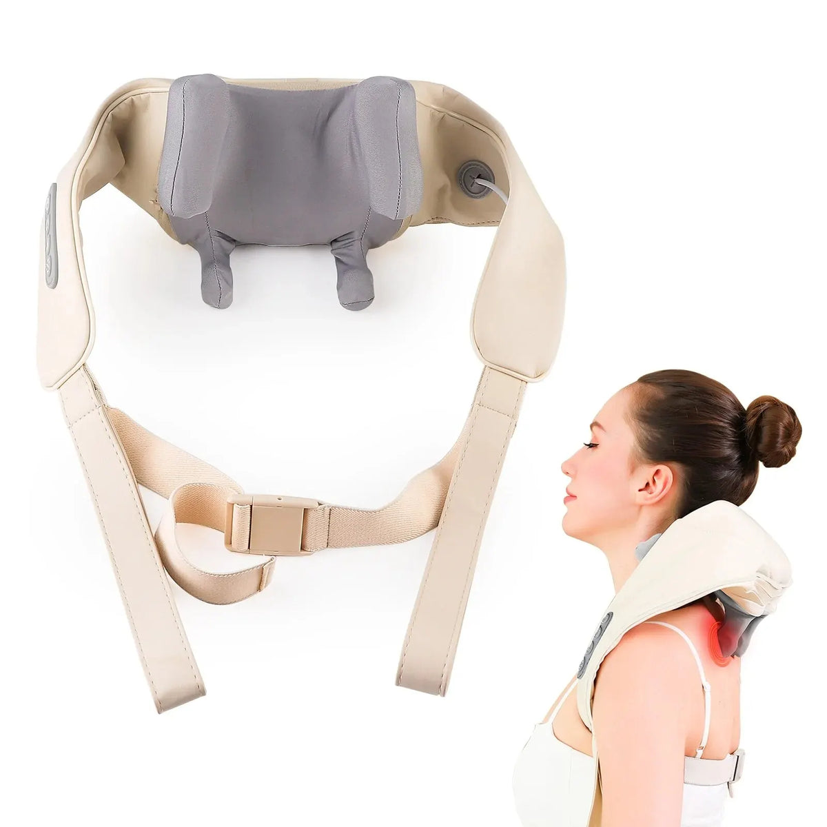 Foreverlily Wireless Neck & Shoulder Shiatsu Massager Shawl Neck Shoulder Massager Qst White 1