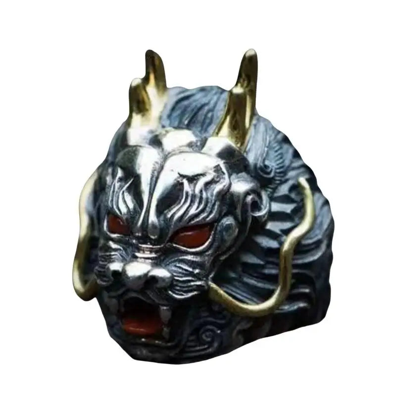 Men's Retro Dragon Adjustable Ring | Zinc Alloy Statement Band Men's Fashion Ring Qme