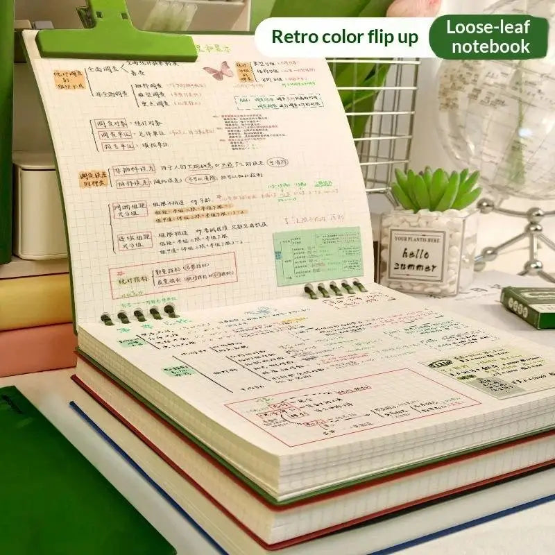60-Sheet Flip Loose Leaf Notebook | No Bleed Grid Binder Loose Leaf Notebook Qme