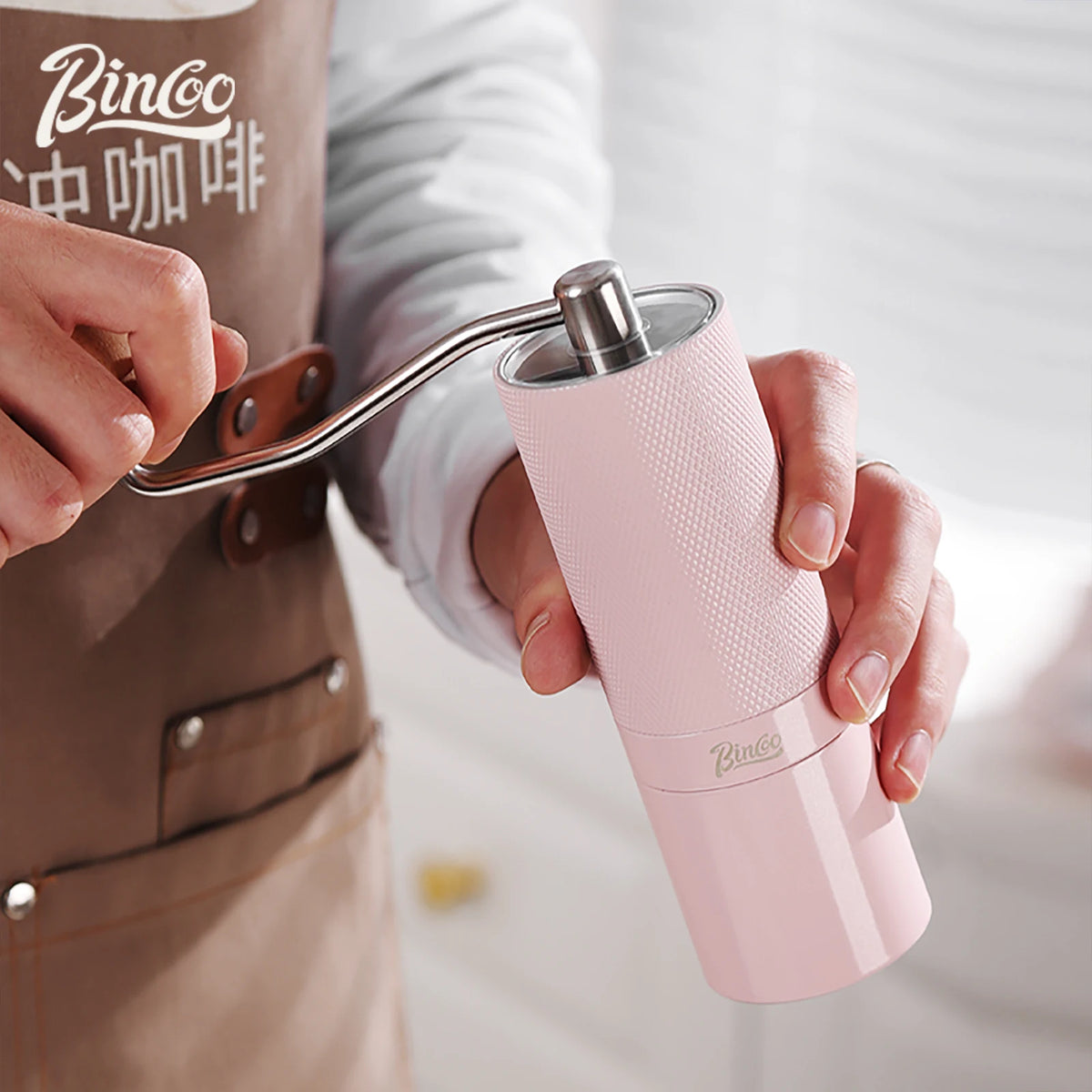 Bincoo Diamond Pattern Manual Coffee Grinder – Steel Burr Mill Manual Coffee Grinder Qst