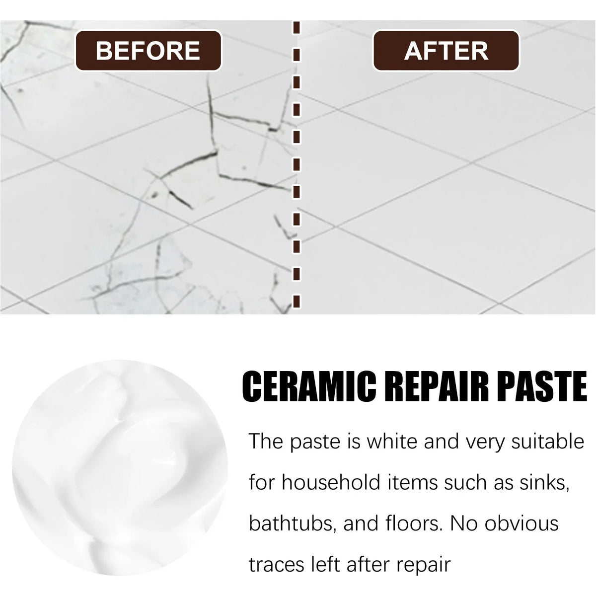 Ceramic Tile Repair Glue – Waterproof Adhesive Caulk 100ml Tile Repair Adhesive Qst