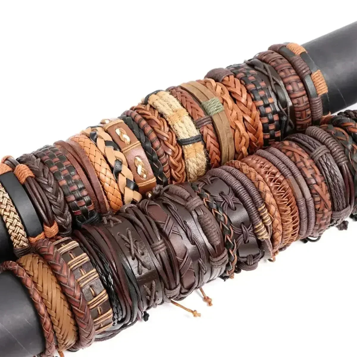 Men's & Women's Webbing Rope Leather Bracelet Set – 5pcs Leather Bracelet Set Qme