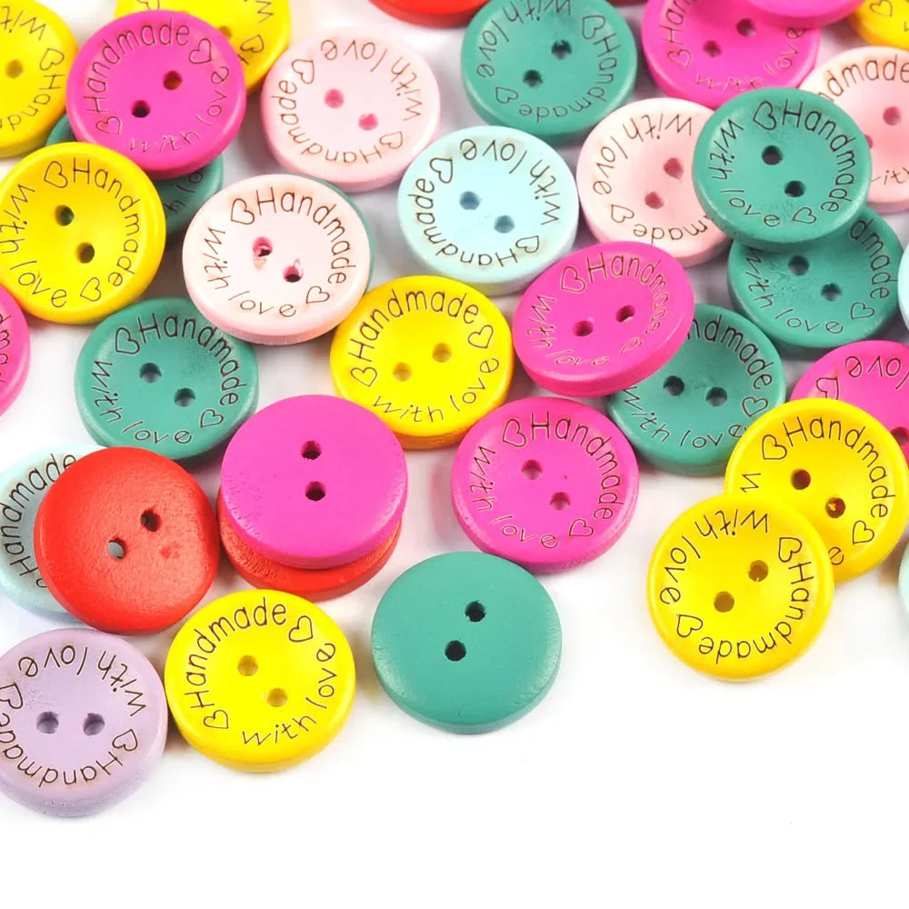 50pcs Colorful Round Flatback Wooden Buttons 20mm Craft Set Wooden Craft Buttons Qme