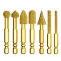 7pc Hex Shank Diamond Grinding Burr Set – Rotary File Bits Rotary Grinding Burr Set Qme 7pcs