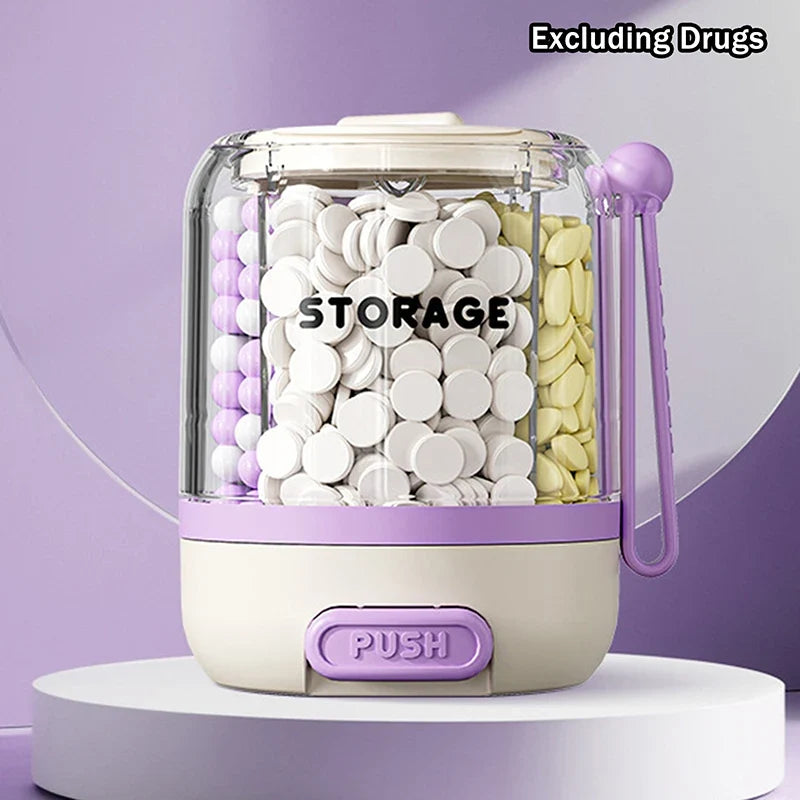4-Compartment Round Pill Organizer – Portable Medicine Case Pill Organizer Case Qme Purple