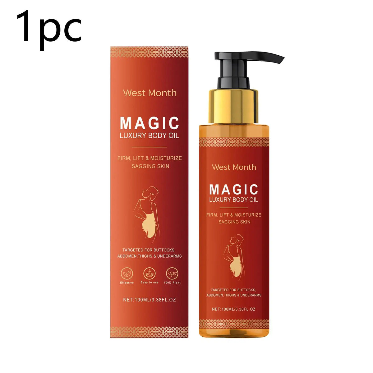 WEST MONTH Firming Body Oil – Lift, Tone & Glow | 100ml Firming Body Oil Qst 1pc United States