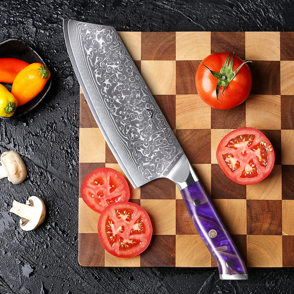 DASHWAY 7.5" Damascus Steel Cleaver Knife – Chef's Slicer Damascus Cleaver Knife Qst