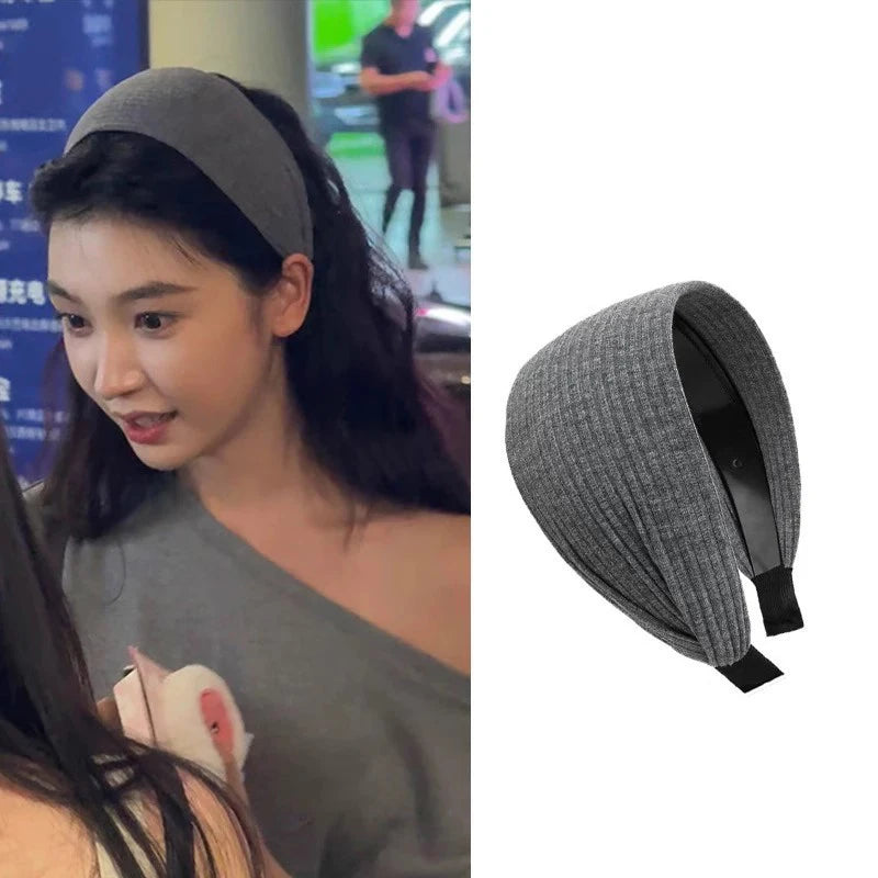 Women's Wide Non-Slip Solid Color Headband Hair Band Women's Headband Qst Gray