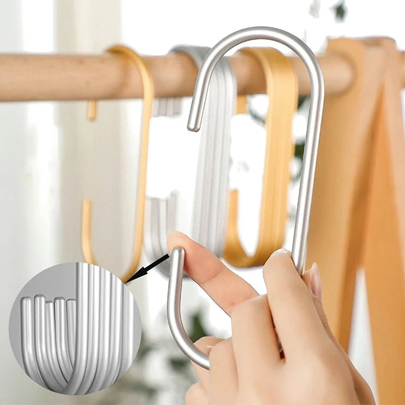 C-Shape Closet Organizer Hooks for Clothes, Bags & Hats | Gold/Silver Closet Organizer Hooks Qme
