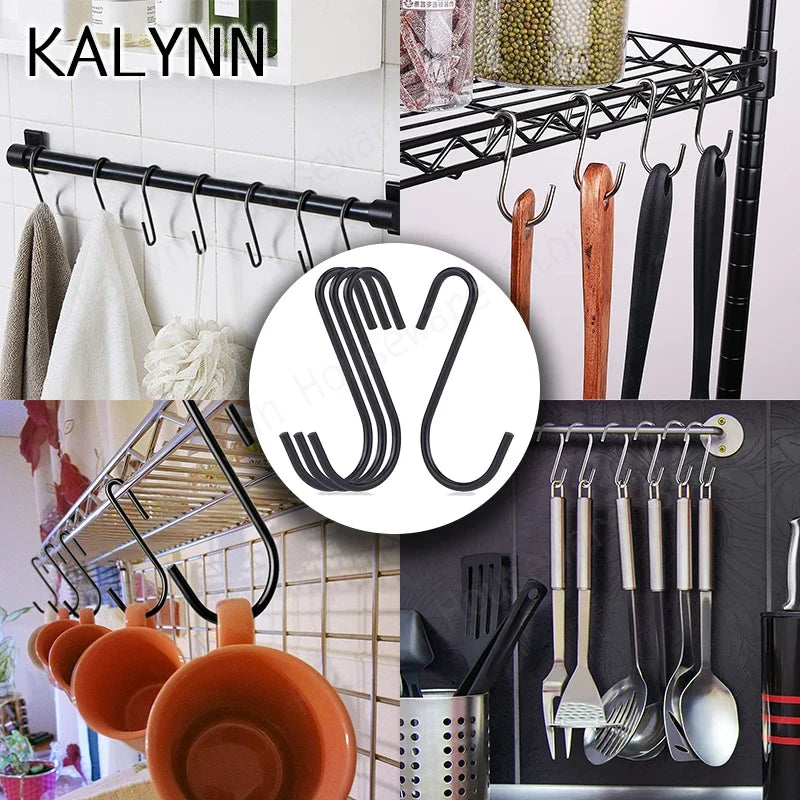 S-Shape Stainless Steel Hooks – Kitchen & Bathroom Organizer S-Shape Storage Hooks Qme