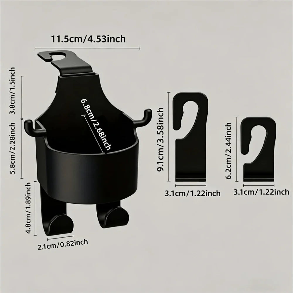 3-in-1 Car Seat Back Cup Holder with Double Hooks Car Seat Organizer Qme