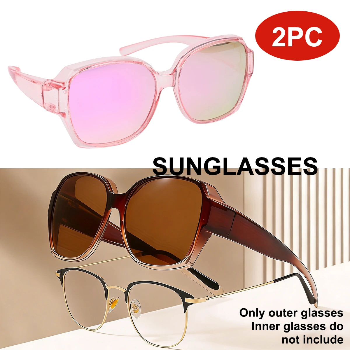 VOPHA Fit Over Polarized Sunglasses UV400 Wrap-Around Fit Over Sunglasses Qst 2PC