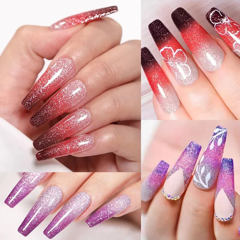 Thermochromic Diamond Nail Polish – Color-Changing Shimmer Nail Art Polish Qme