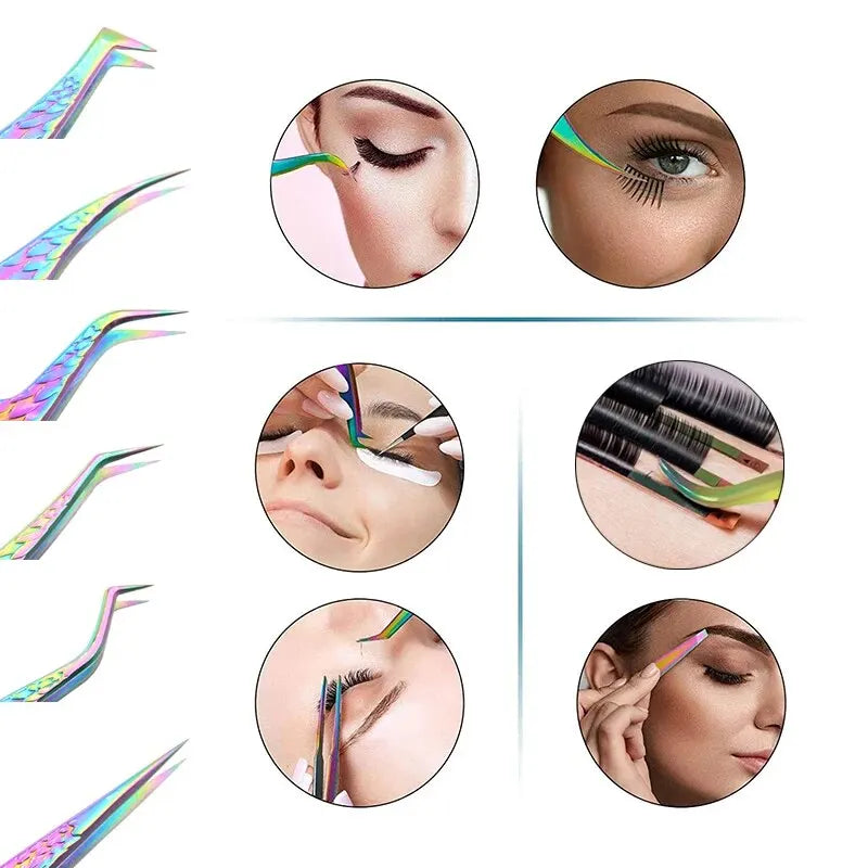 Precision False Eyelash Tweezers – Anti-Static Stainless Steel Eyelash Tweezers Qme