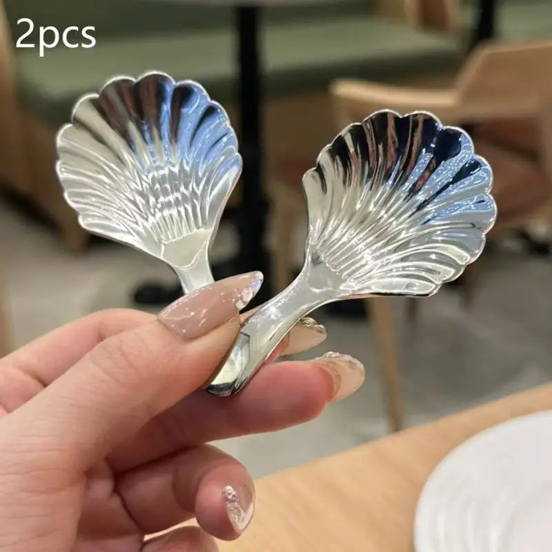 Shell Tea Spoons Stainless Steel Stirring Coffee Sundae Spoon Stirring Spoon Qme A2