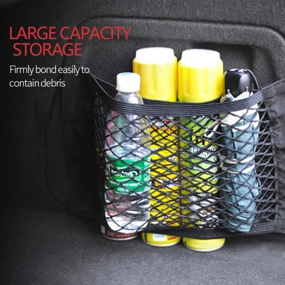 Double-Layer Mesh Car Trunk Organizer | Universal Storage Bag Car Trunk Organizer Qme