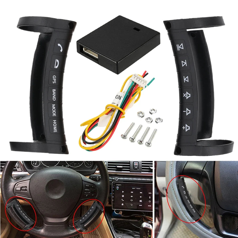 Wireless Steering Wheel Remote – 6-Button Car Nav DVD Control Car Steering Remote Qme