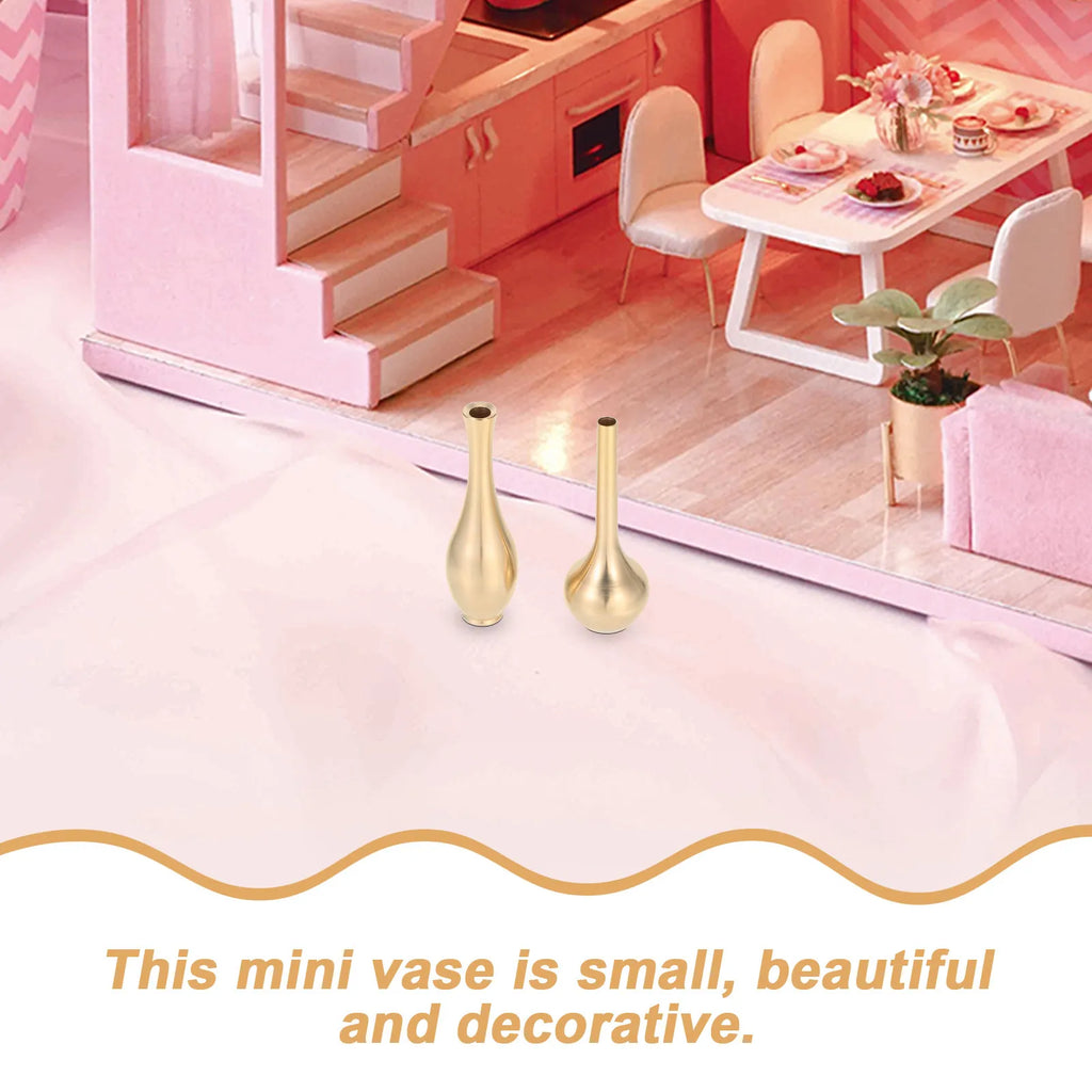 Brass Mini Vase Dollhouse Miniature Incense Stick Holder Miniature Decorative Vase Qme