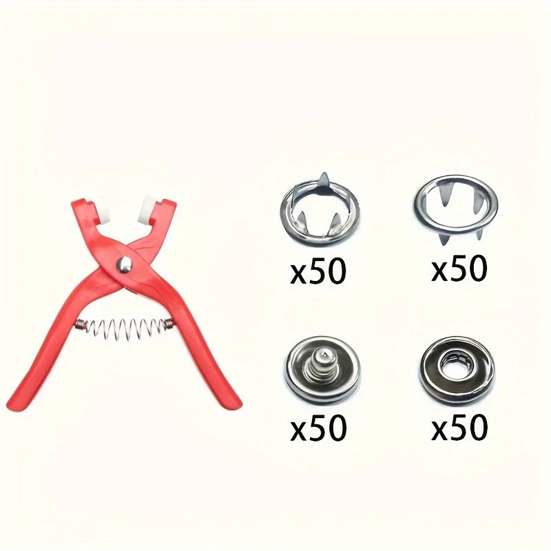 Stainless Steel Snap Fastener Pliers Kit – DIY Clothing Buttons Snap Fastener Tool Qme 200PCS Plastic clamp