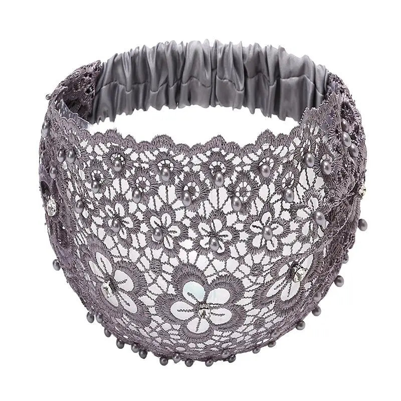 Women's Rhinestone Faux Pearl Hollow Flower Wide Headband Fashion Headband Qst A4