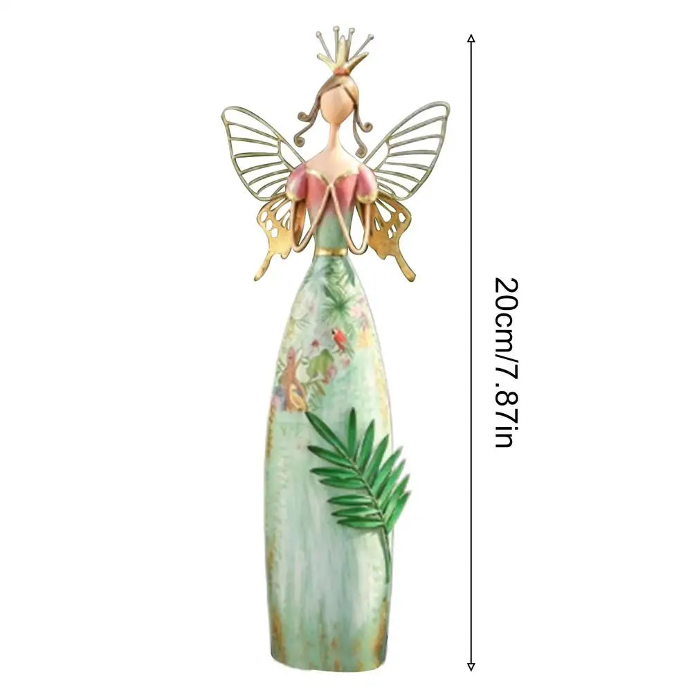 Weatherproof Metal Fairy Garden Angel Sculpture Ornament Garden Angel Sculpture Qme Green China Mainland