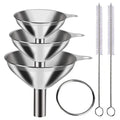 Food Grade Stainless Steel Kitchen Funnels – Metal Funnel Set Kitchen Funnel Set Qme With Clean Brush