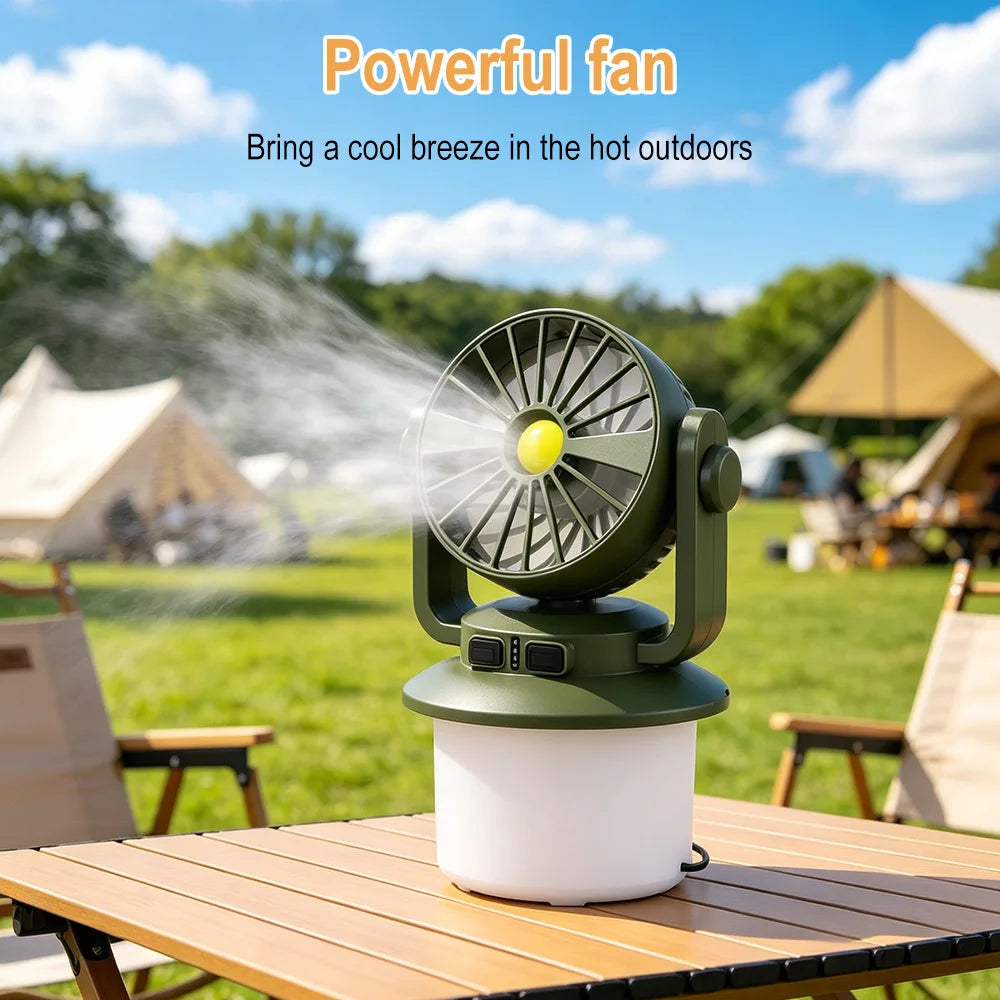 Portable Camping Fan Lantern – Solar & USB-C Rechargeable Camping Fan Lantern Qst