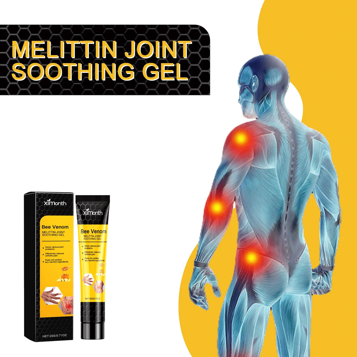 Ximonth Bee Venom Joint Care Gel – Natural Formula 20g/40g/60g Topical Body Gel Qst