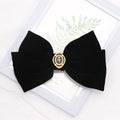 Black Velvet Bow Hairpin with Fabric Roses | Girls & Women Velvet Bow Hair Clip Qme A1