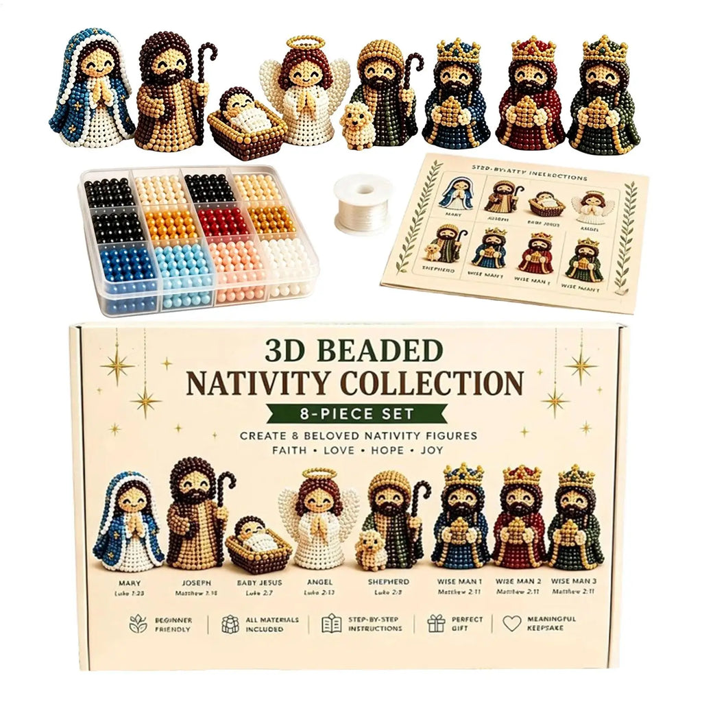 Nativity Bead Craft Kit – 3D Beaded Christmas Figurines Bead Craft Kit Qme