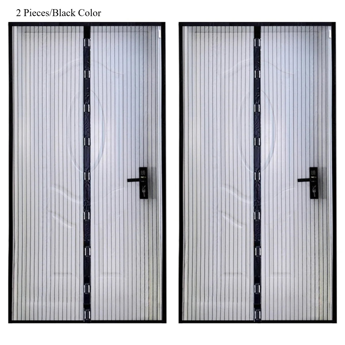Magnetic Self-Closing Screen Door Mesh Curtain – 2 Panel Magnetic Screen Curtain Qme Black LM120X210CM-2PCS