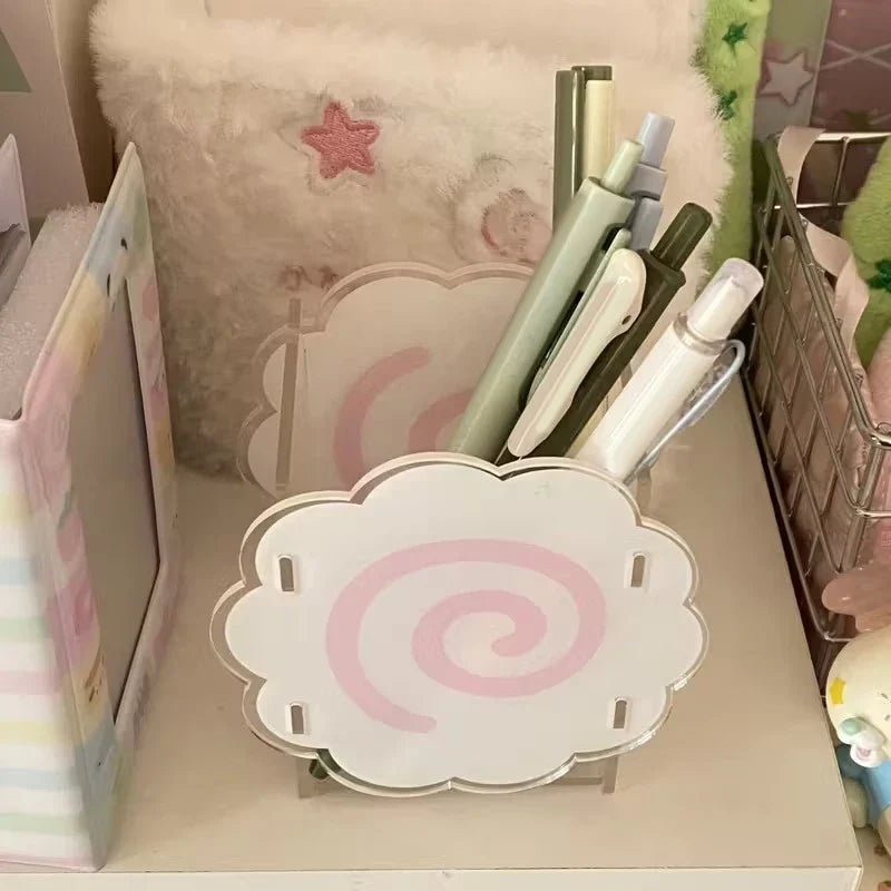 Cute Acrylic Fish Cake Pen Holder | Cloud-Shaped Desk Organizer Desk Pen Holder Qme