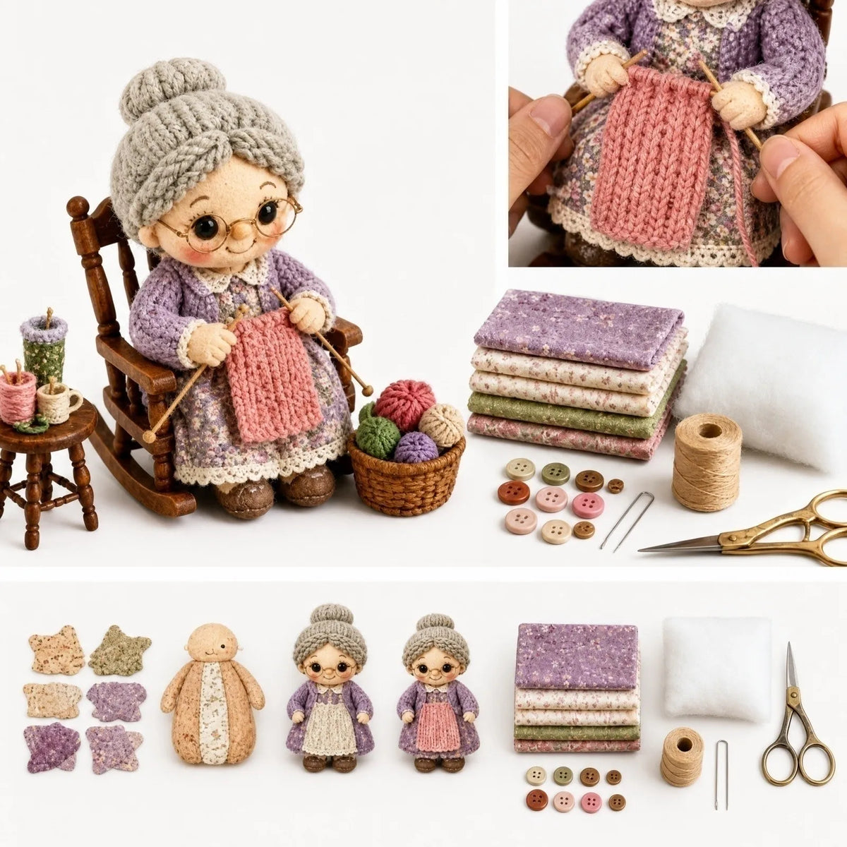 DIY Doll Patchwork Sewing Kit – Complete Fabric Craft Set DIY Sewing Kit Qme