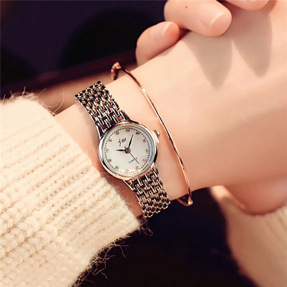 Women's Elegant Quartz Watch | Stainless Steel Band Women's Quartz Watch Qme