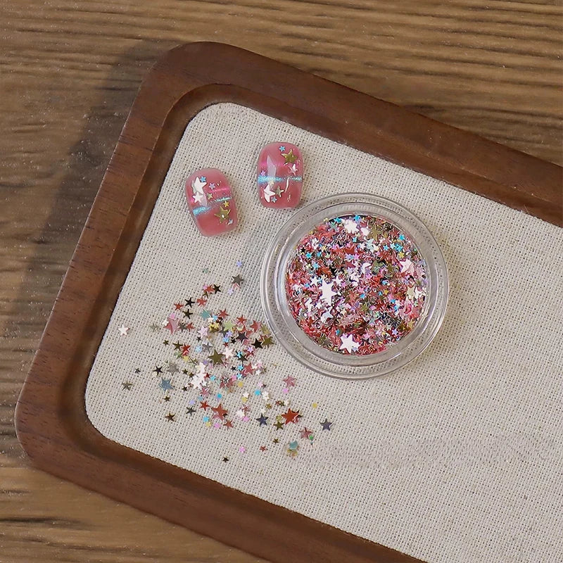 Holographic Star Glitter Nail Stickers – Mixed Size DIY Nail Art Nail Art Stickers Qme 02